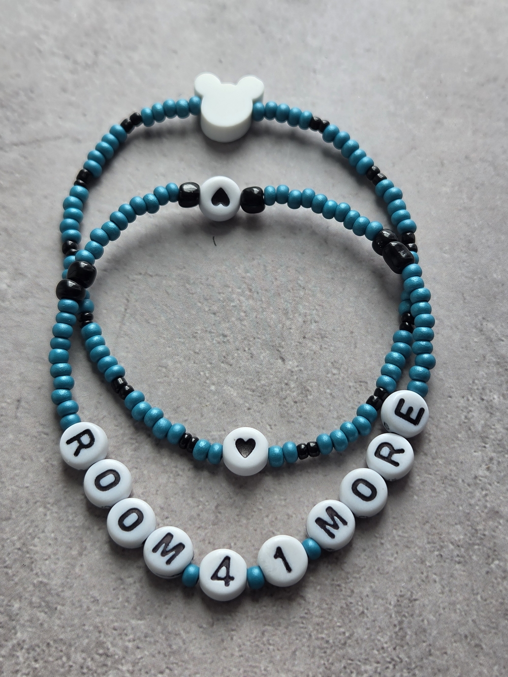 Haunted Mansion Little Word Stack Bracelets with White Letter Beads